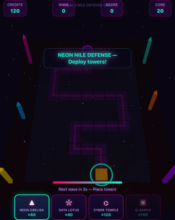 Neon Nile TD — Cyber Egypt