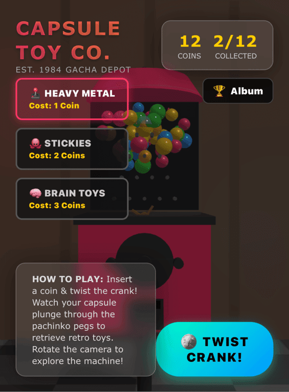Retro Gumball & Toy Capsule Machine