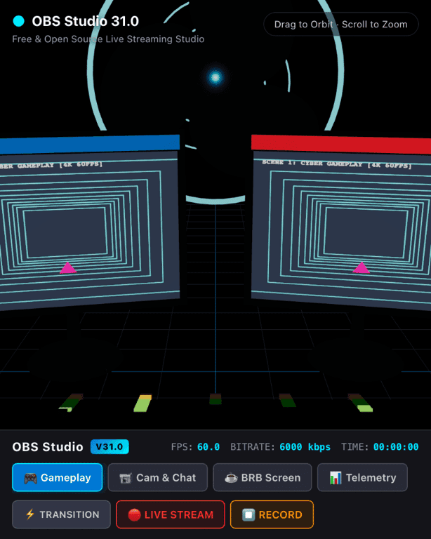 OBS Studio 31.0 - 3D Interactive Virtual Studio