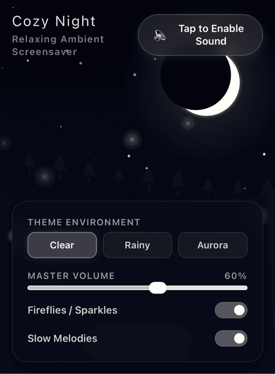 Cozy Night - Ambient Screensaver