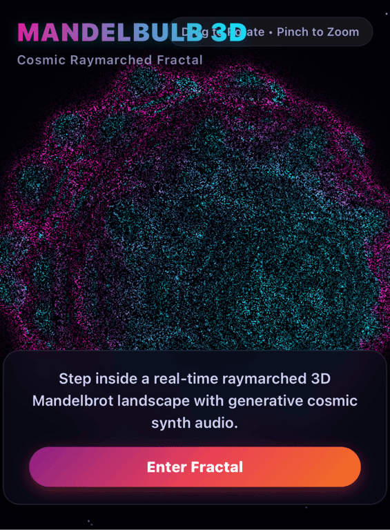 Mandelbrot 3D - Cosmic Explorer