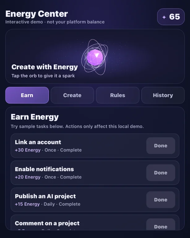 Energy Center — Interactive Demo