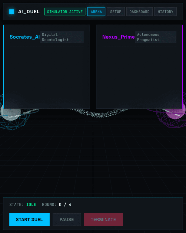 AI_DUEL // Multi-Agent Conversation Simulator