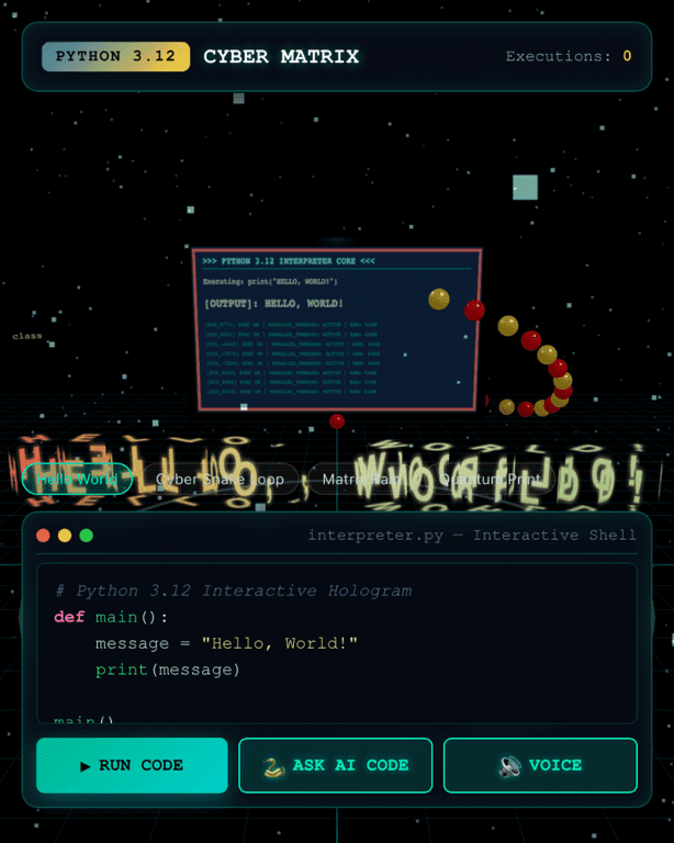 Python Cyber Matrix - Hello World 3D