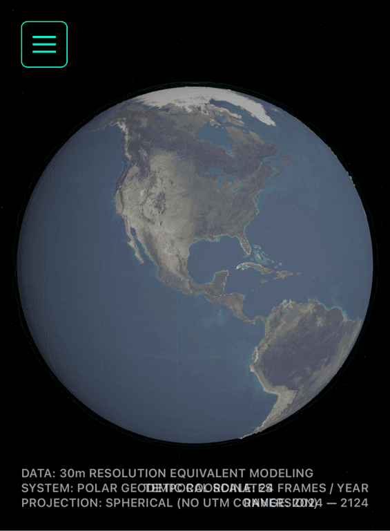 30m DEM Globe - Polar Coordinates
