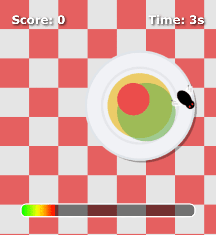 Make a game where flies crawl around on food and t