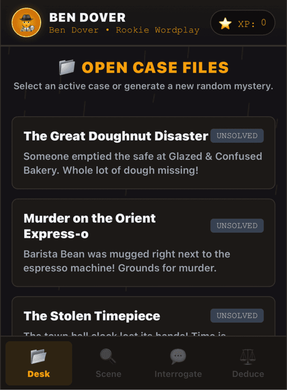 Benjamin Dover, Pun Detective