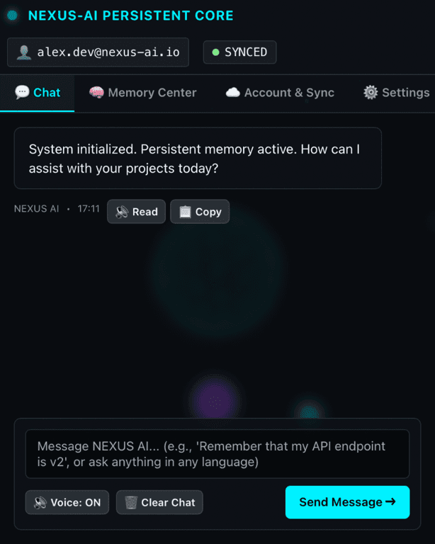 NEXUS-AI | Account-Based Persistent Memory Core