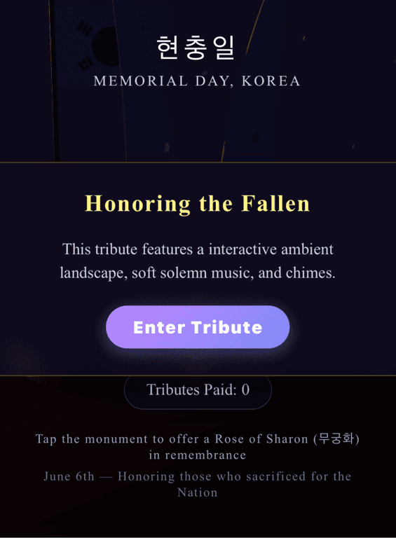 Memorial Day, Korea (Hyeonchungil) - Interactive Tribute